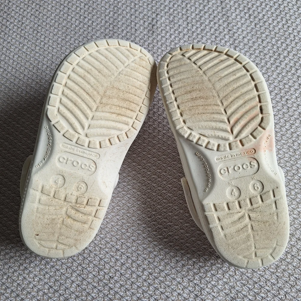 CROCS Kids Cream Clogs with Playful Charms